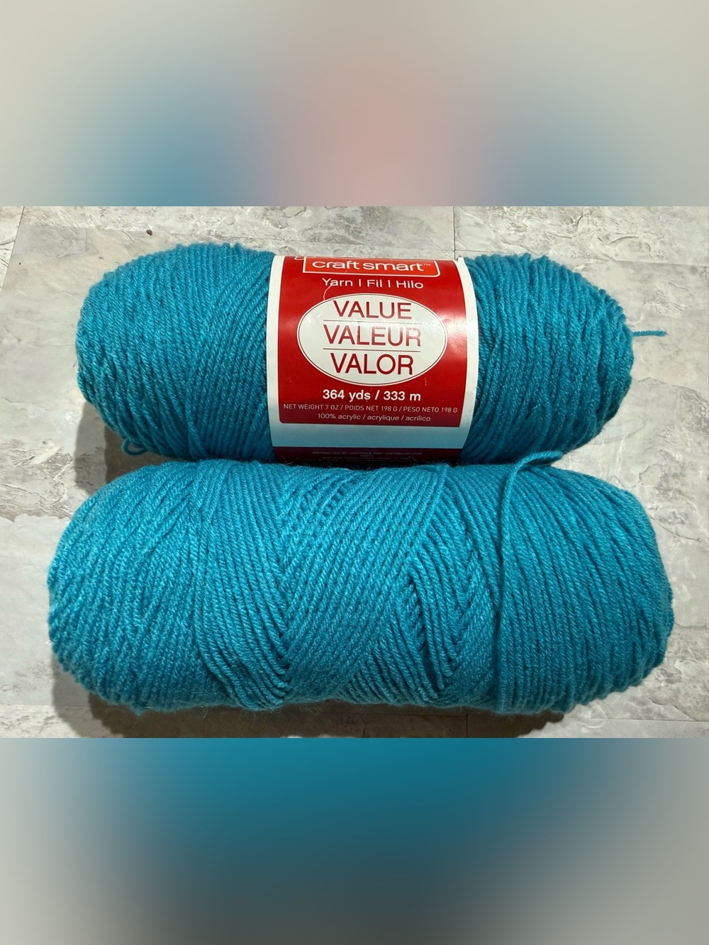 Lot of 2 Craft Smart Value Yarn Skeins – Medium 4 Worsted – Turquoise – 364 Yds